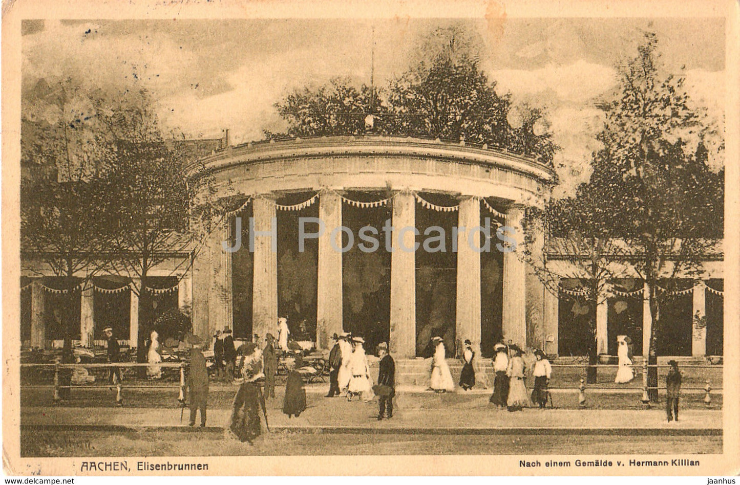 Aachen - Elisenbrunnen - 1 - Gemalde v Hermann Killian - old postcard - 1910 - Germany - used - JH Postcards