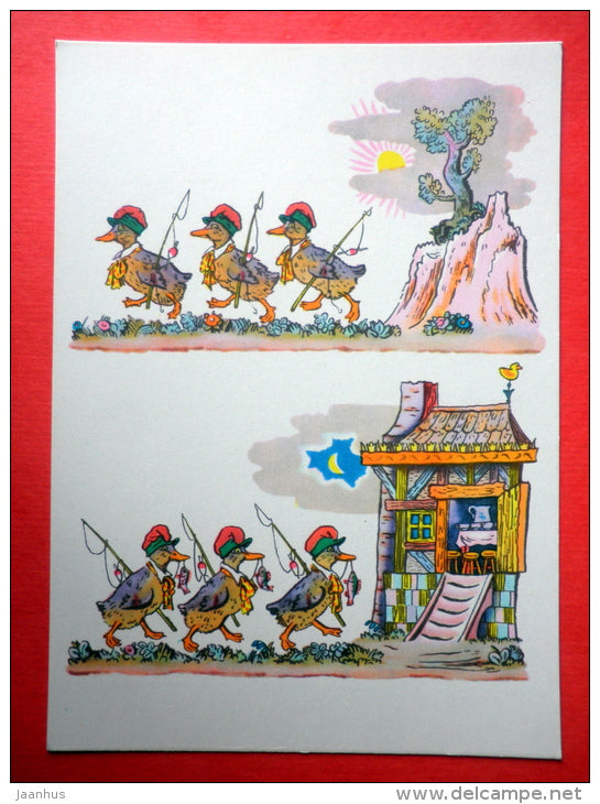 Ducklings - French Folk song - fishing - Fairy Tales and Songs - 1965 - Russia USSR - unused - JH Postcards