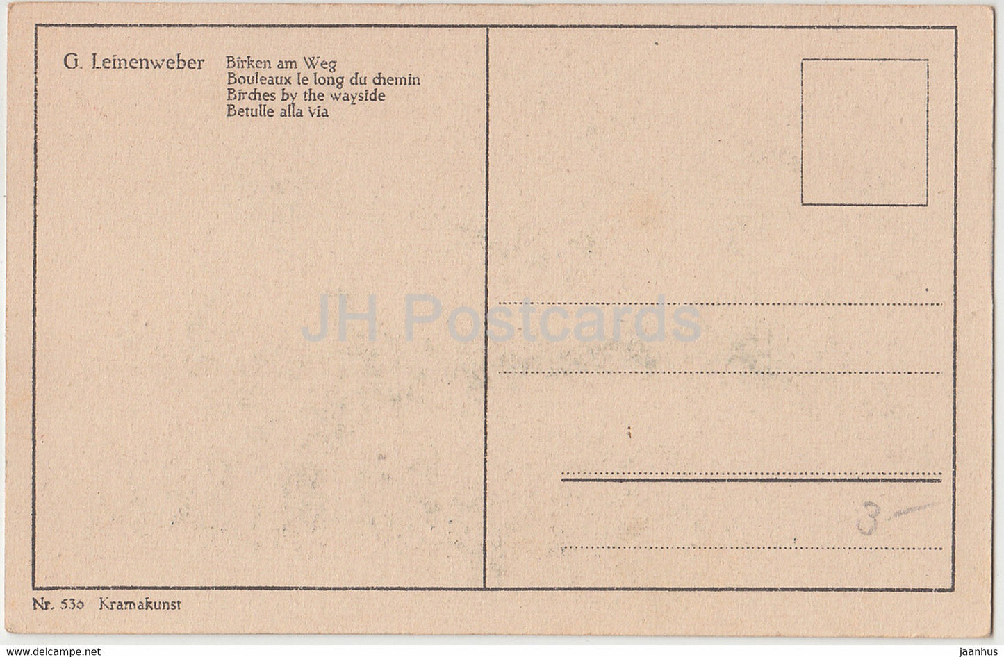 G. Leinenweber - Birken am Weg - Kramakunst - carte postale ancienne - Allemagne - inutilisée
