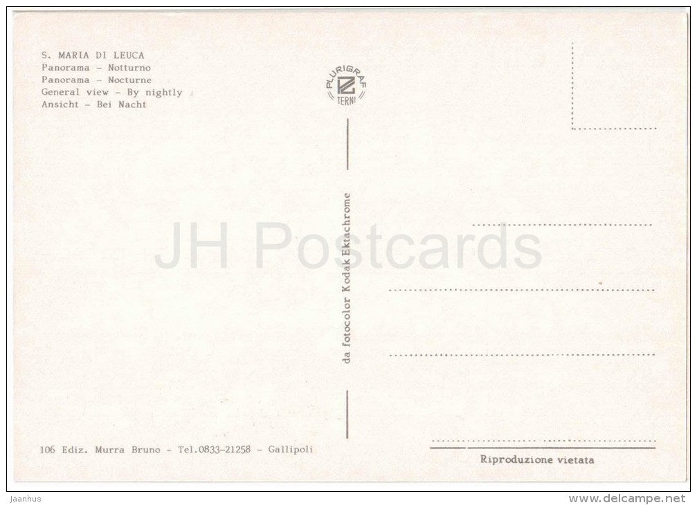 panorama , notturno - general view by night - S. Maria di Leuca - Lecce - Puglia - 106 - Italia - Italy - unused - JH Postcards