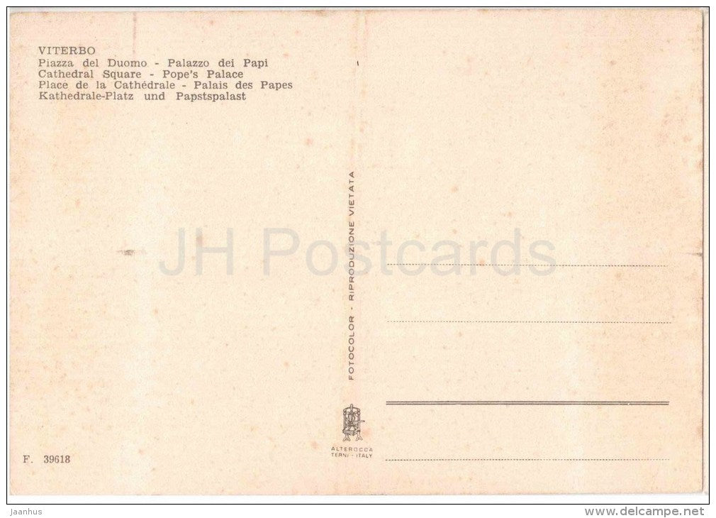 Piazza del Duomo , Palazzo dei Papi - Cathedral Square , Pope´s Palace - Viterbo - Lazio - Italia - Italy - unused - JH Postcards