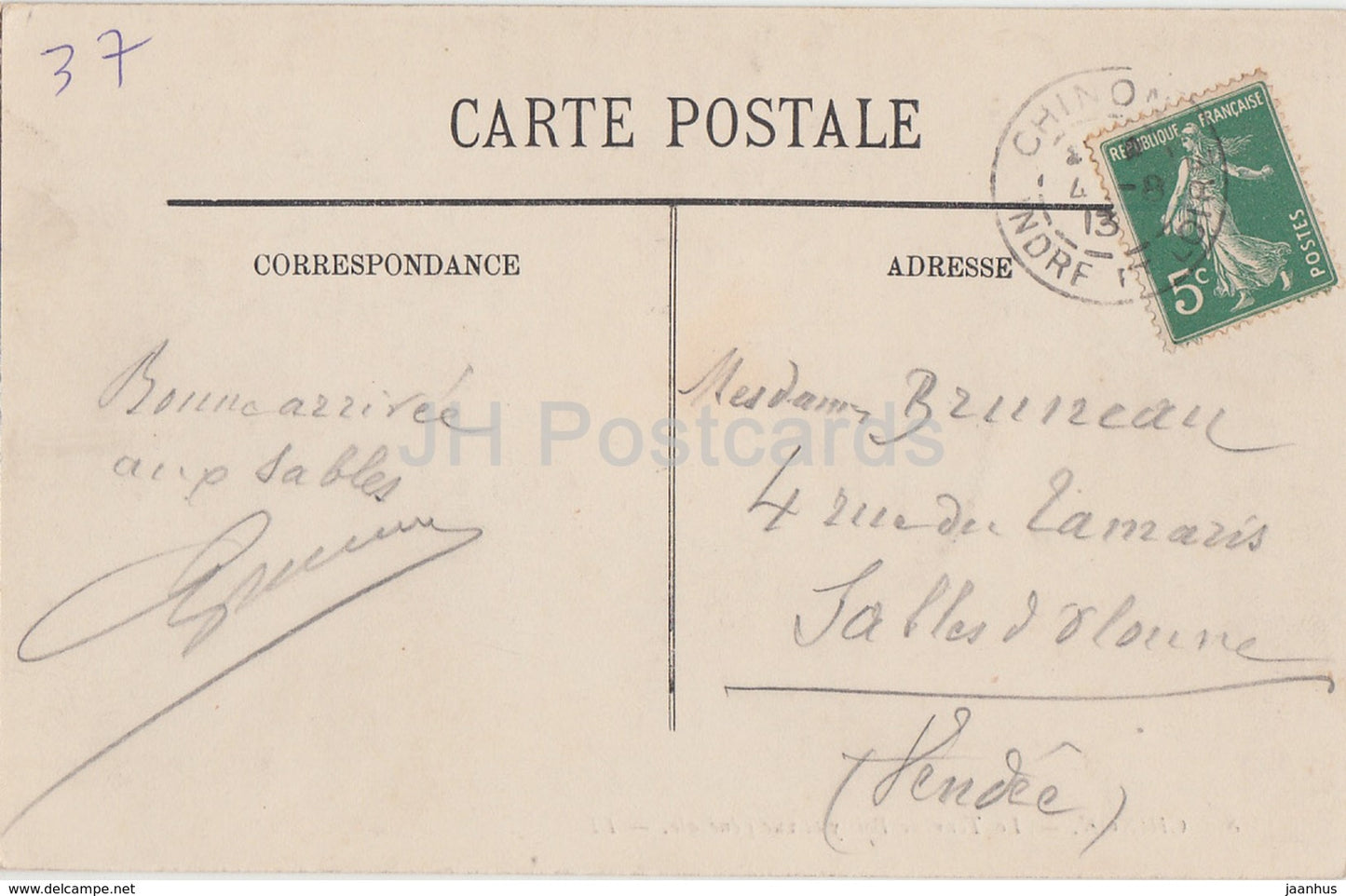 Chinon - La Tour de Boissy et vue générale - château - 8 - carte postale ancienne - 1913 - France - occasion