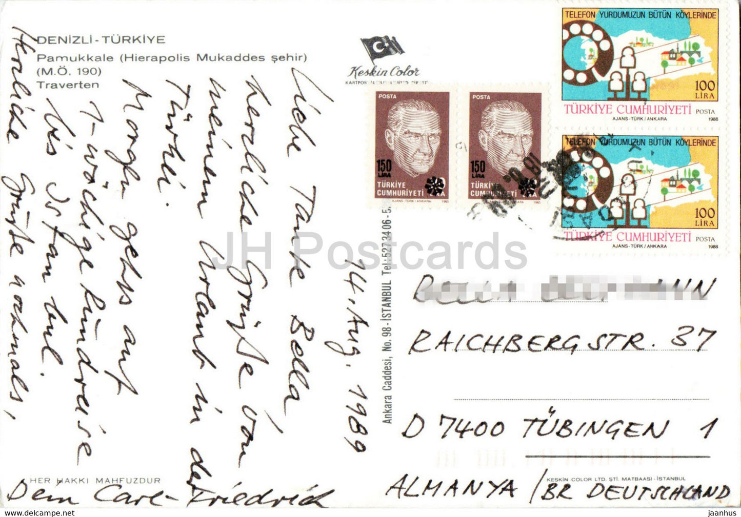 Pamukkale – Hierapolis – Traverten – Keskin – 1989 – Türkei – gebraucht