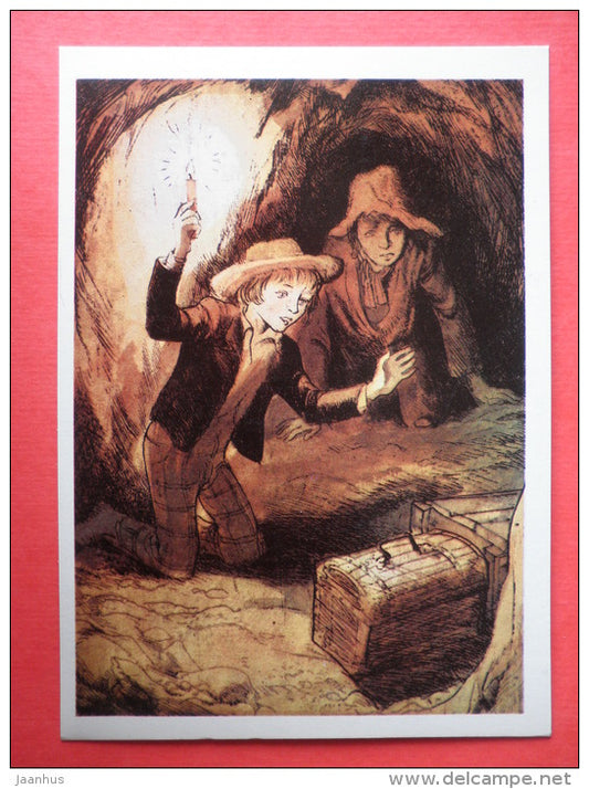 illustration by G. Mazurin - Finding Treasure - The Adventures of Tom Sawyer by M. Twain - 1976 - Russia USSR - unused - JH Postcards
