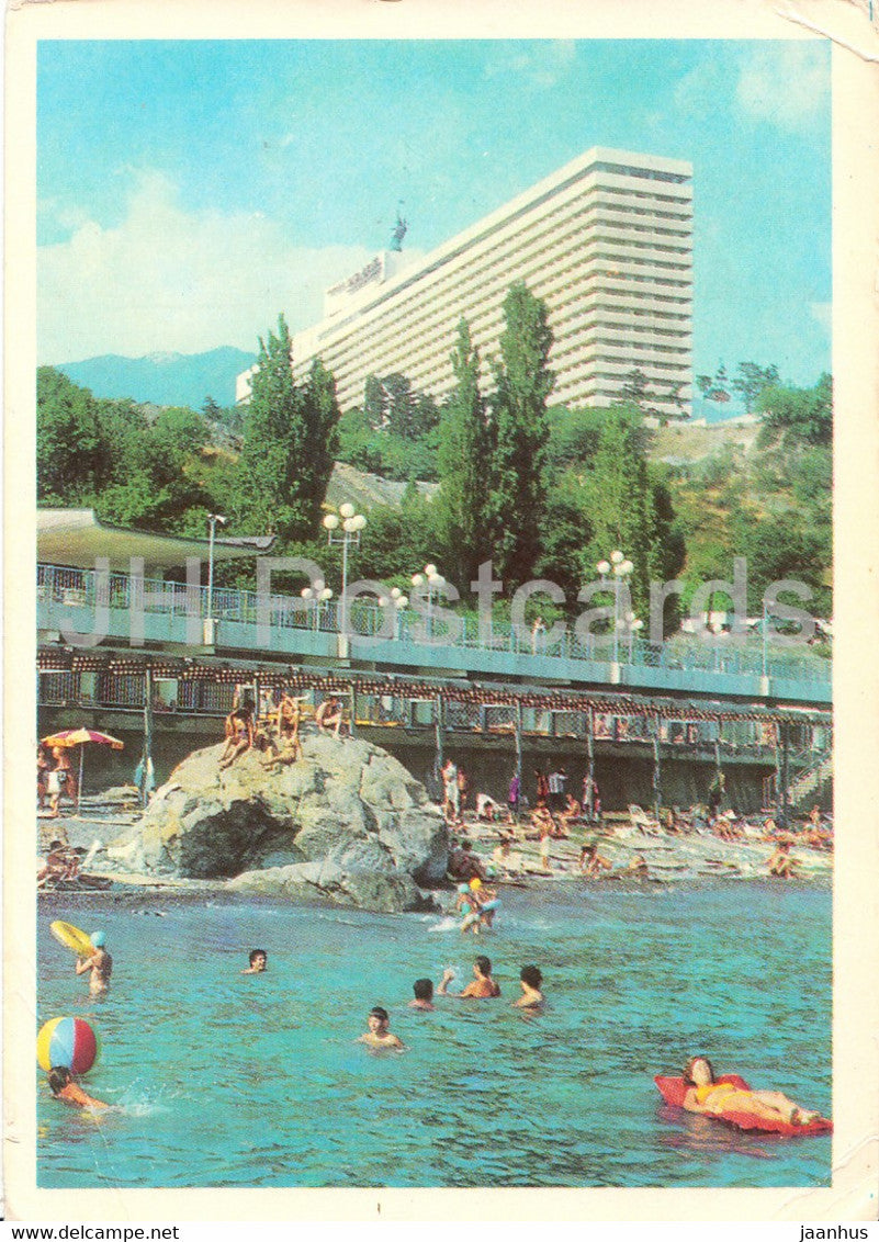 Yalta - Crimea - hotel Yalta - beach - 1979 - Ukraine - used - JH Postcards