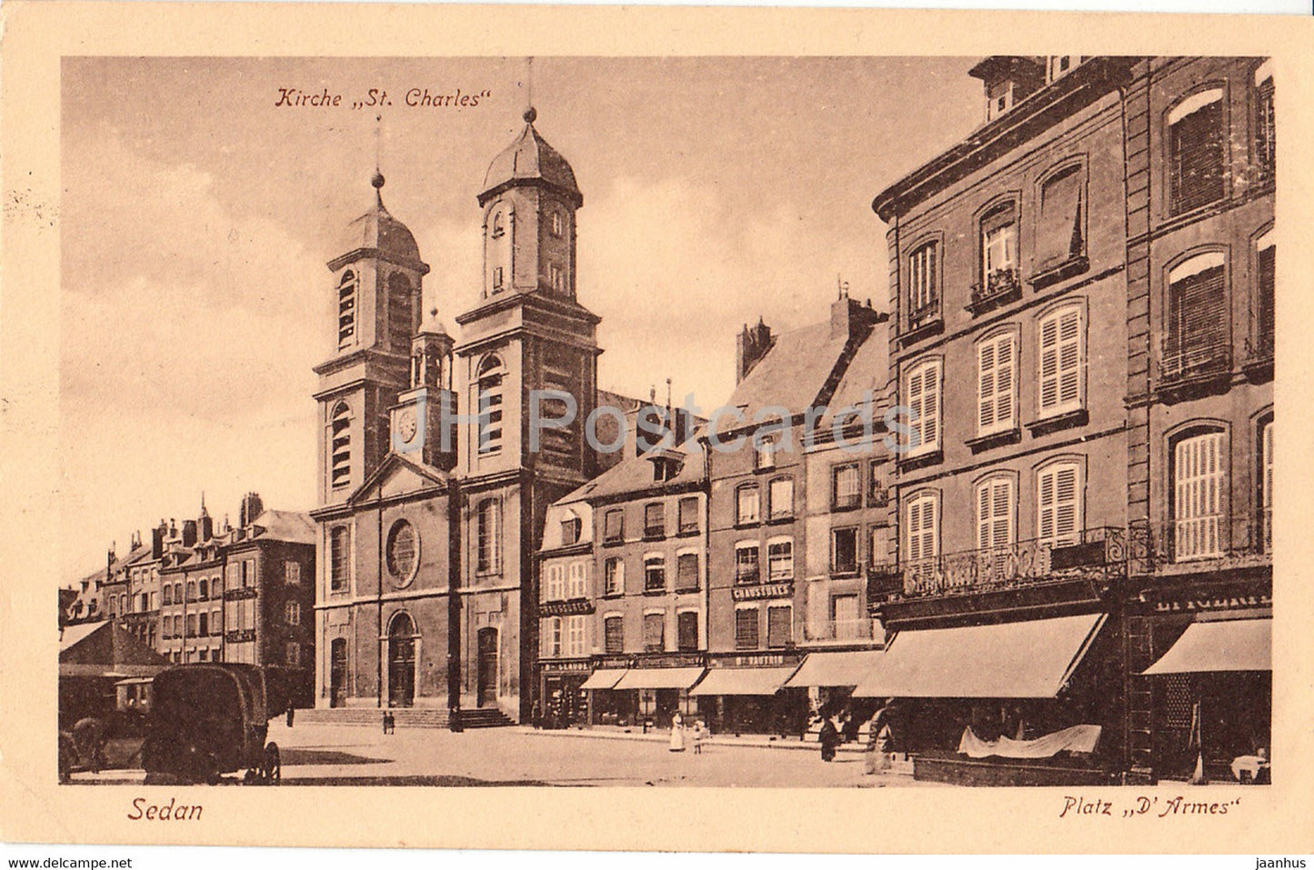 Sedan - Platz D'Armes - Kirche St Charles - church - 4000 - Feldpost - old postcard - France - used - JH Postcards