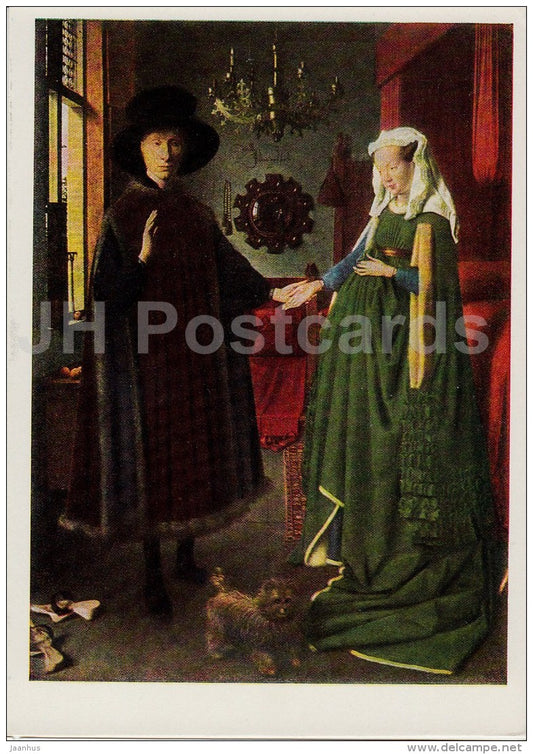 painting by Jan van Eyck - Arnolfini Portrait of spouses , 1434 - dog - Flemish art - 1967 - Russia USSR - unused - JH Postcards