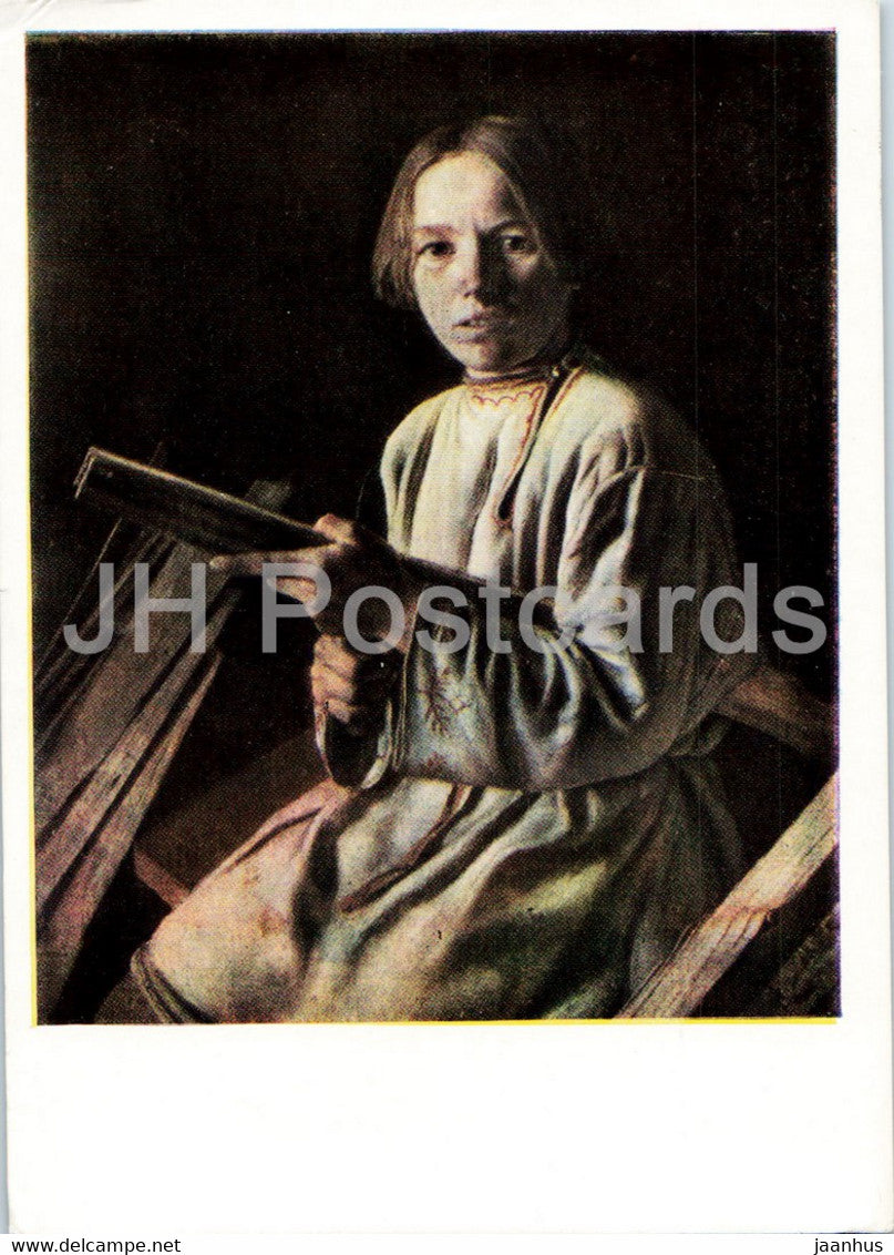 painting by L. Plakhov - Peasant boy - Russian art - 1961 - Russia USSR - unused - JH Postcards