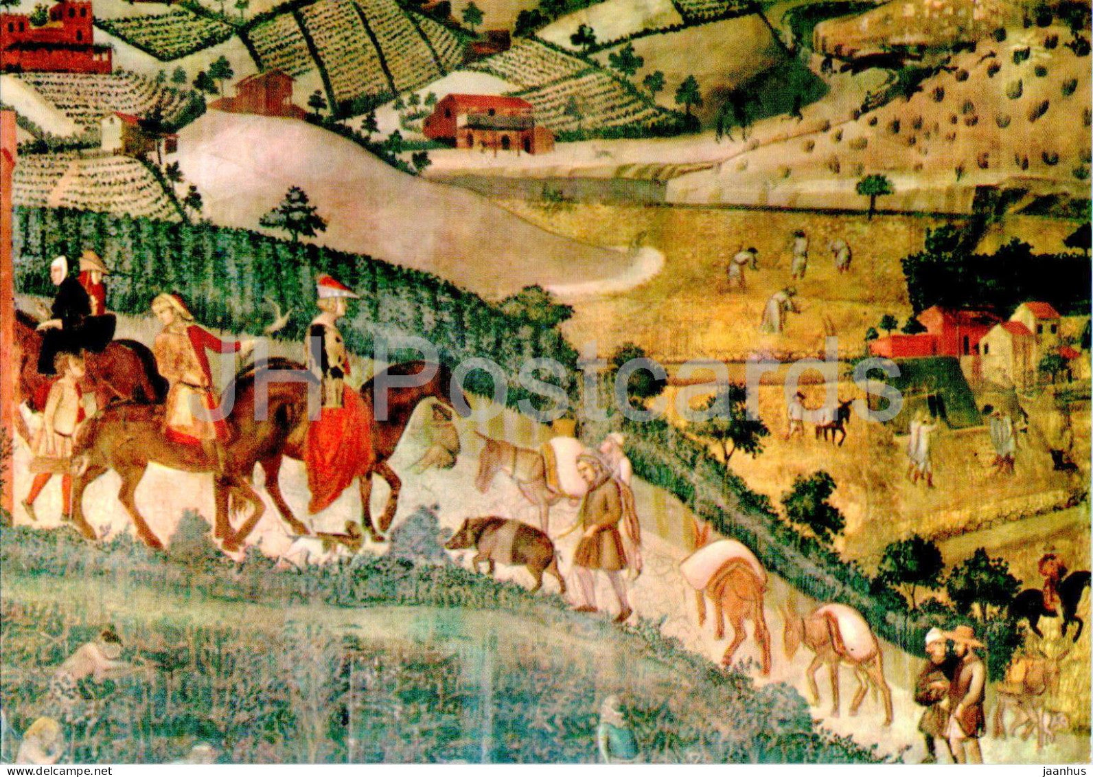 Siena - Palazzo Pubblico - painting by Ambrogio Lorenzetti - 15 - Italy - unused - JH Postcards