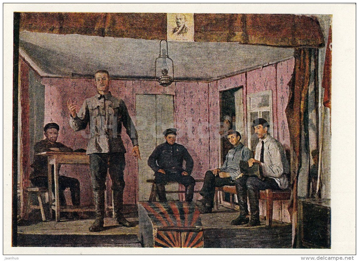 painting by E. Tcheptsov  - Meeting of the village , 1924 - Russian Art - 1964 - Russia USSR - unused - JH Postcards