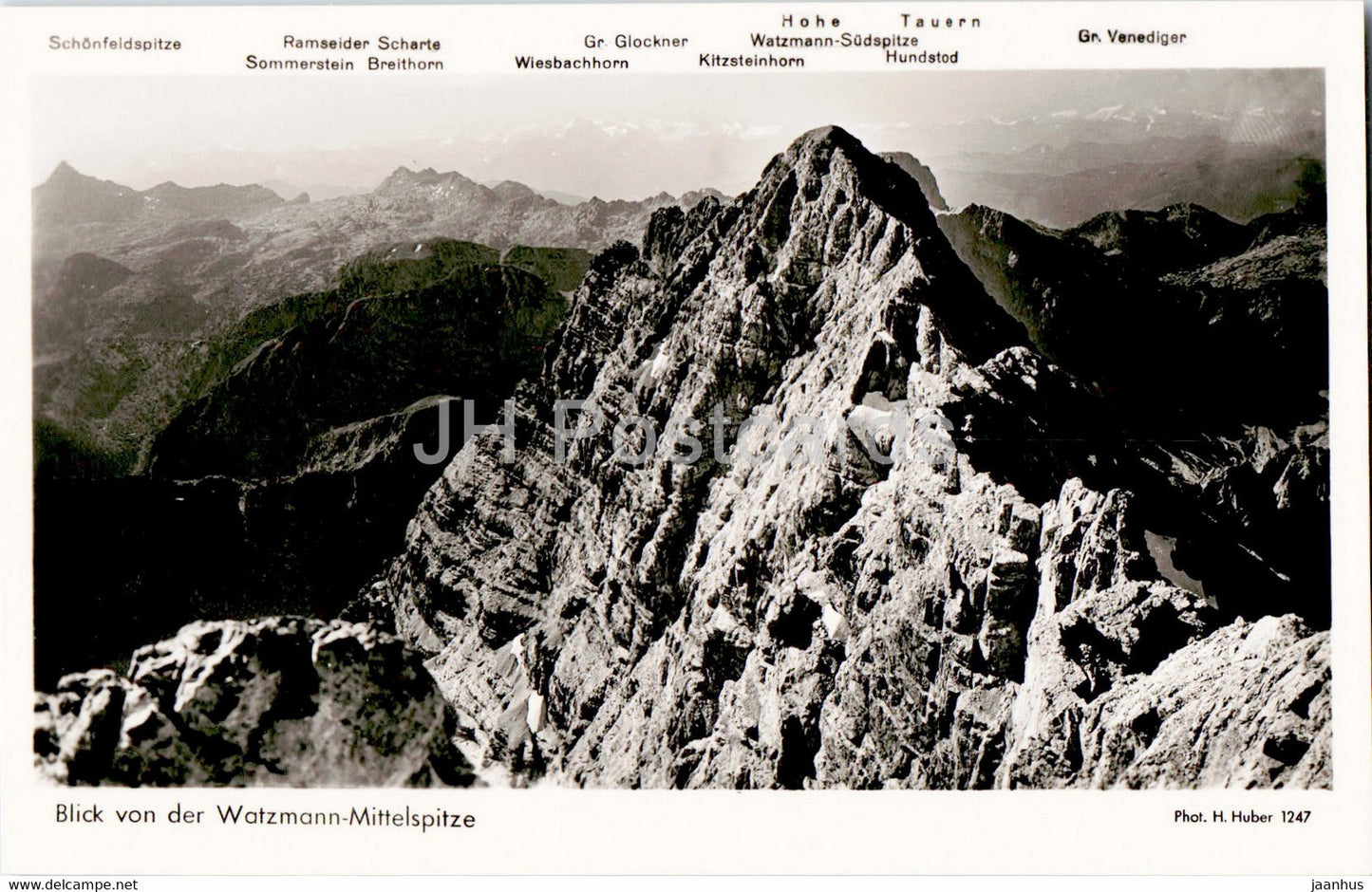 Blick von der Watzmann Mittelspitze - old postcard - Germany - unused - JH Postcards
