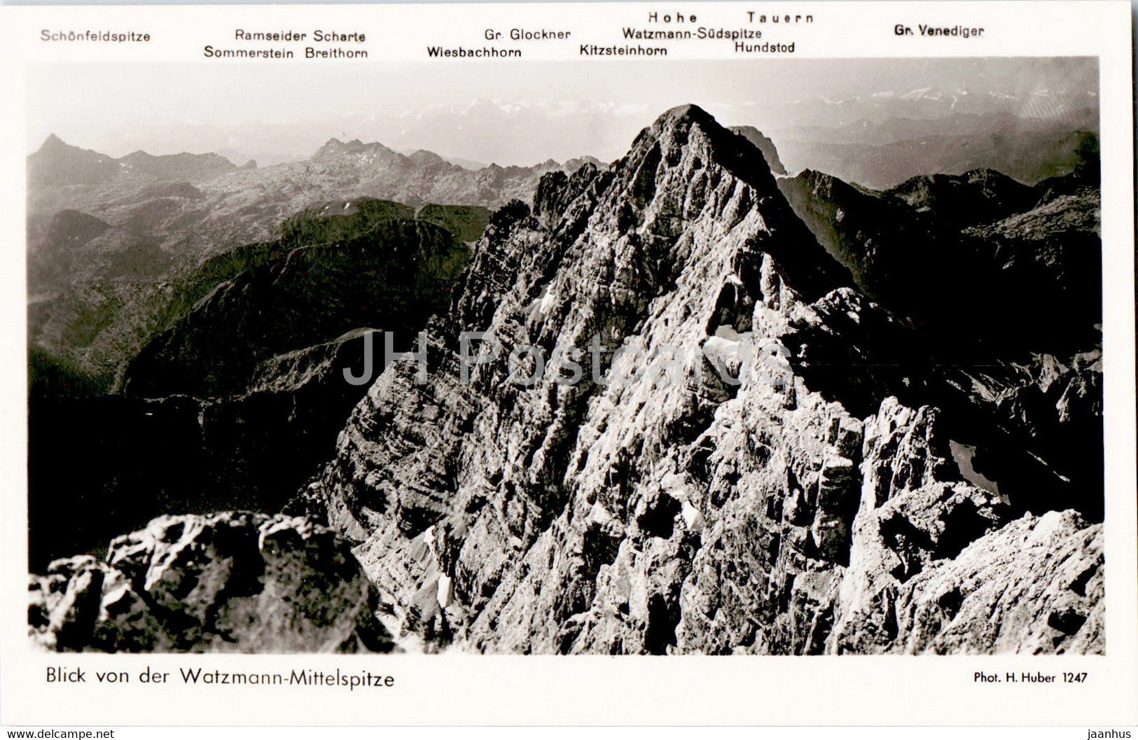 Blick von der Watzmann Mittelspitze - old postcard - Germany - unused - JH Postcards