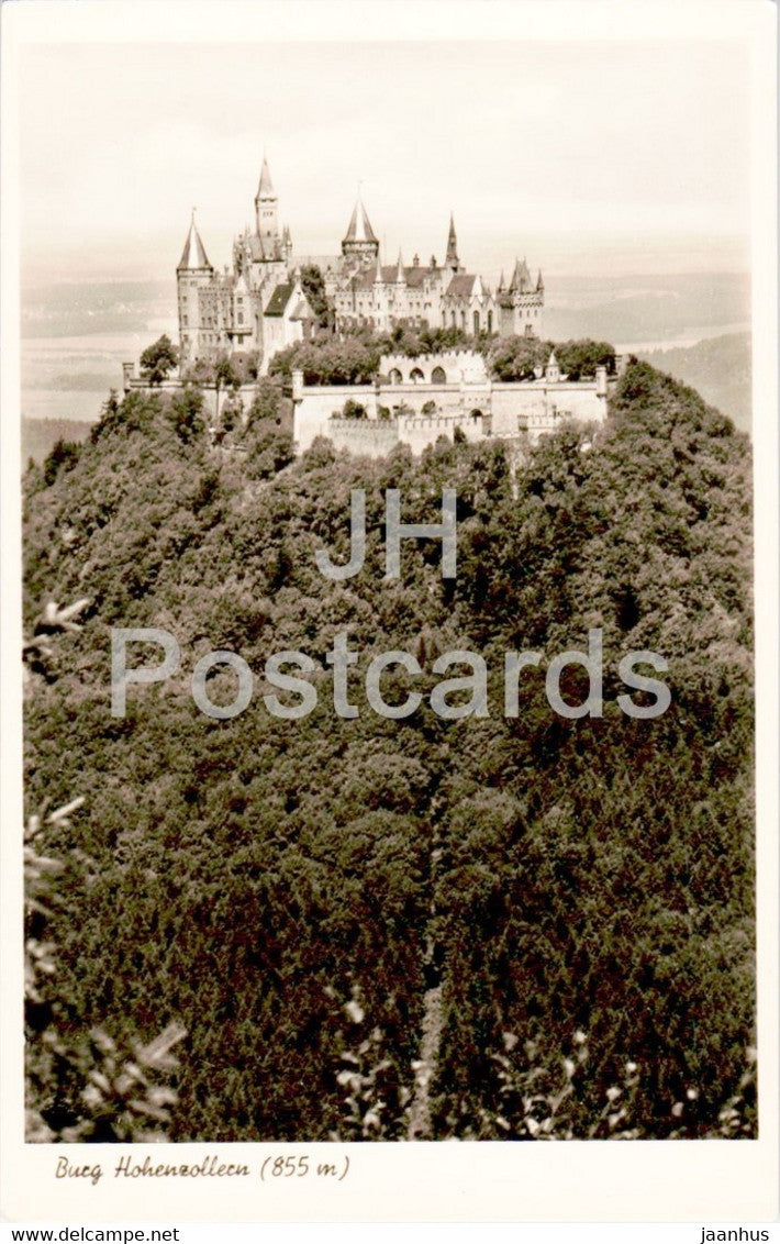 Burg Hohenzollern 885 m - castle - old postcard - Germany - unused - JH Postcards