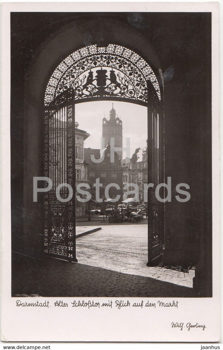 Darmstadt - Altes Schlosstor mit Blick auf den Markt - 3937 - 1959 - Germany - used - JH Postcards