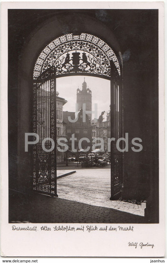 Darmstadt - Altes Schlosstor mit Blick auf den Markt - 3937 - 1959 - Germany - used - JH Postcards