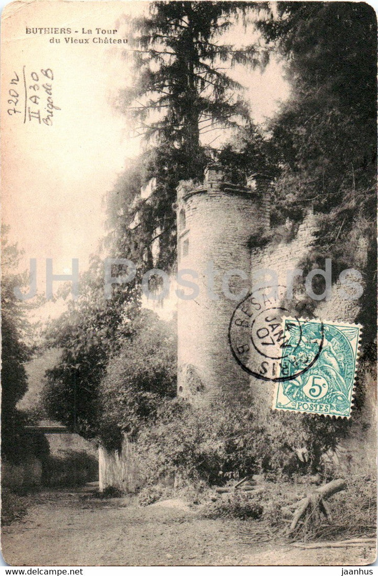Buthiers - La Tour du Vieux Chateau - old postcard - 1907 - France - used - JH Postcards