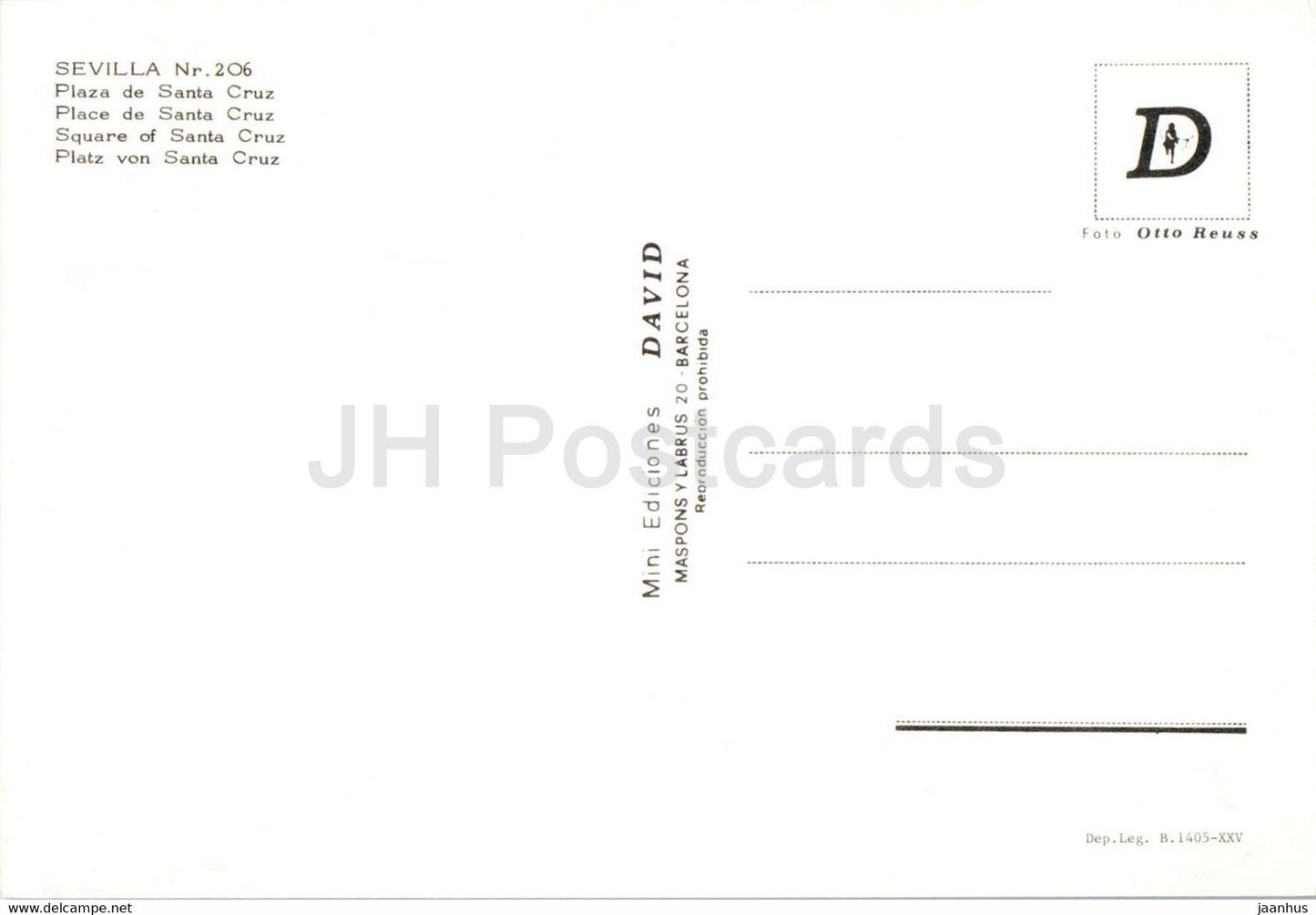 Séville - Plaza de Santa Cruz - place - 206 - Espagne - inutilisé