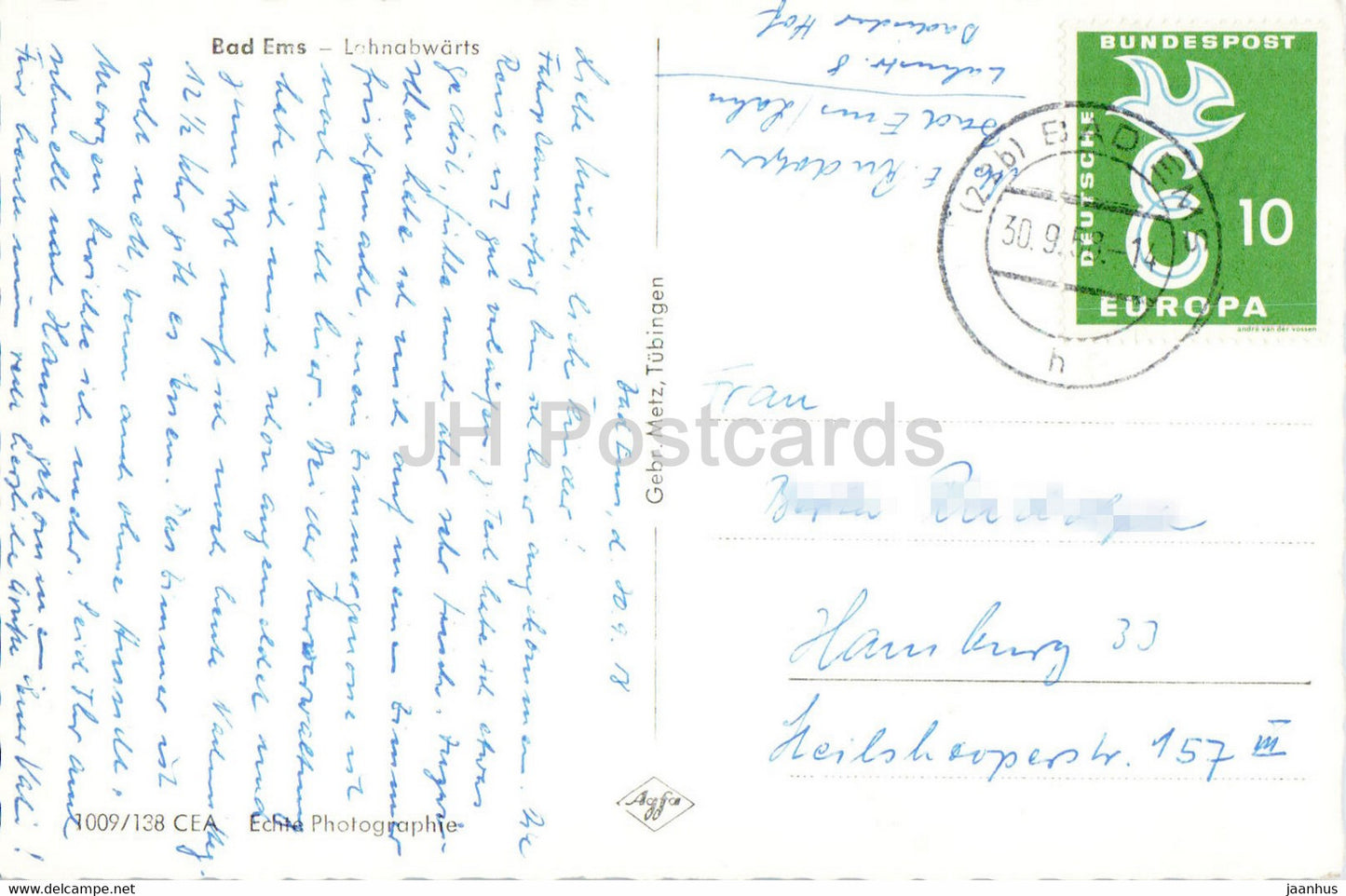 Bad Ems - Lahnabwarts - old postcard - 1958 - Germany - used