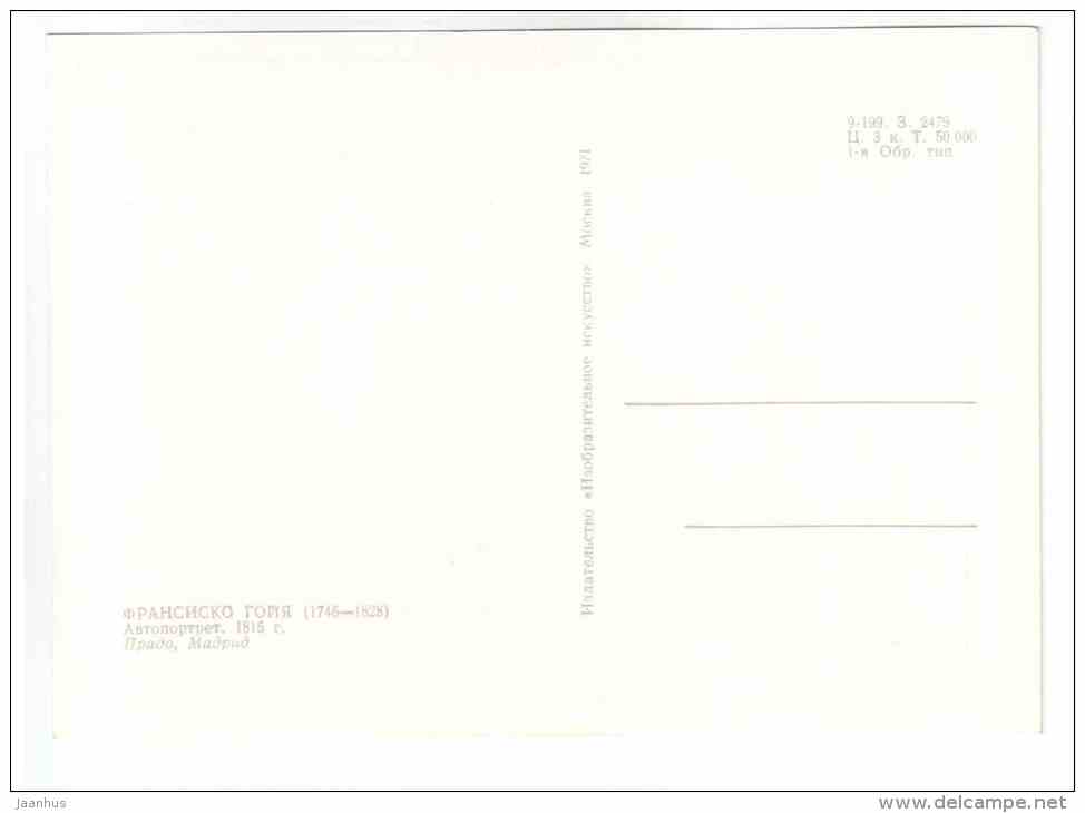 painting by Francisco Goya - Self-Portrait , 1815 - spanish art - unused - JH Postcards