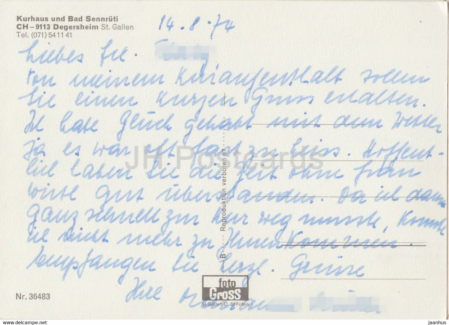 Kurhaus und Bad Sennruti - Degersheim - 36483 - 1974 - Switzerland - used