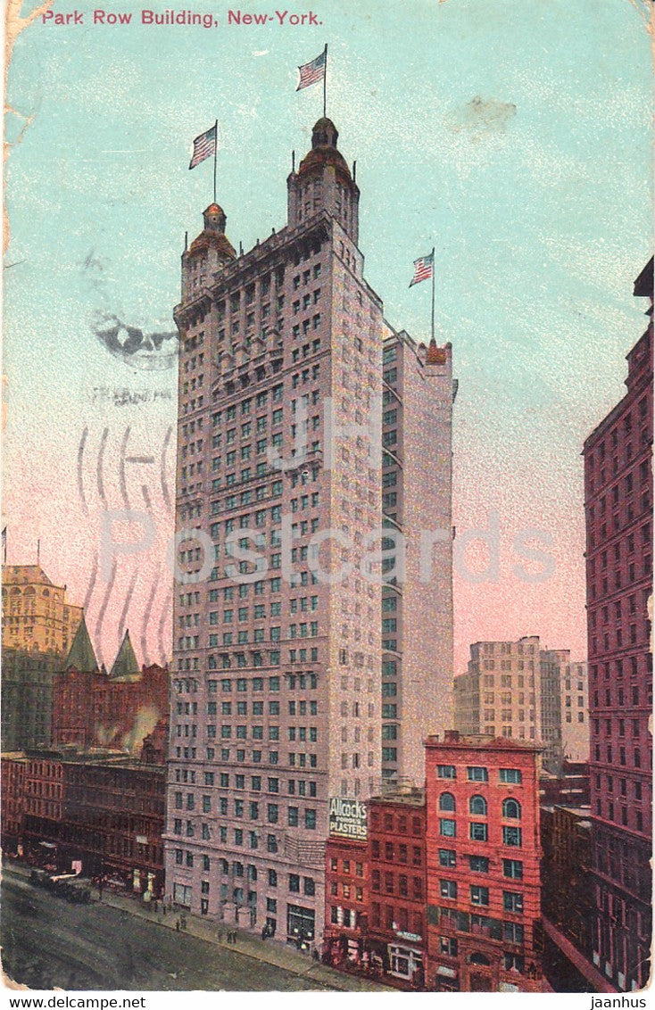 New York - Park Row Building - 1631 - old postcard  -1912 - United States - USA - used - JH Postcards