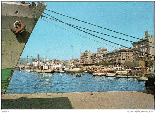 Rijeka - port - boats - Croatia - used 1981 - JH Postcards
