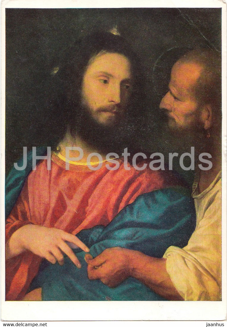 painting by Tizian Titian - Der Zinsgroschen - Italian art - 1979 -Germany DDR - used - JH Postcards