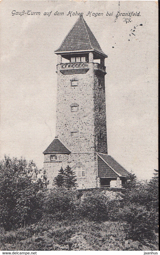 Gauss Turm auf dem Hohen Hagen bei Dransfeld - old postcard - Germany - used - JH Postcards