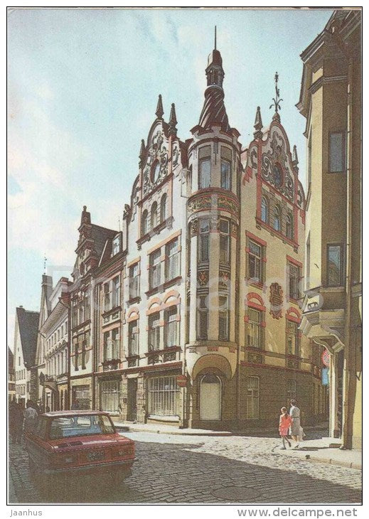Houses from different Periods in Pikk Street - car Zaporozhets  - Old Town - Tallinn - 1986 - Estonia USSR - unused - JH Postcards