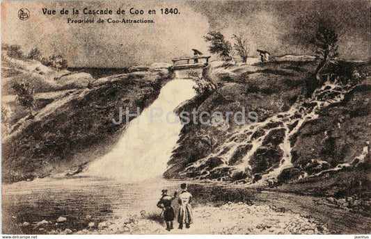 Vue de la Cascade de Coo en 1840 - painting - old postcard - 1925 - Belgium - used - JH Postcards