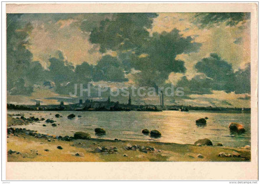 painting by R. Uutmaa - Tallinn Bay in the Evening - Estonian art - 1955 - Russia USSR - unused - JH Postcards