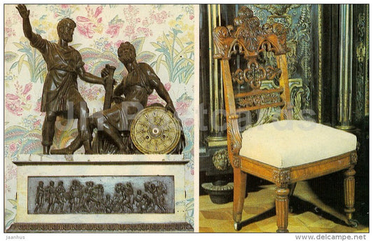 Front Cabinet . Mantel Clock Minin and Pozharsky - Chair - Alupka Palace Museum - Crimea - 1989 - Ukraine USSR - unused - JH Postcards