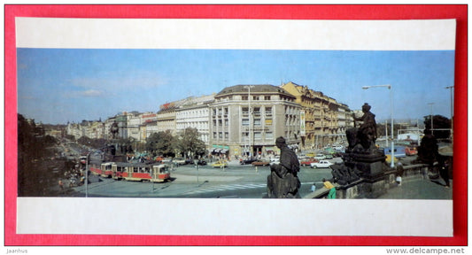 Wenceslas Square - tram - Prague - Praha - Czech Republic - Czechoslovakia - unused - JH Postcards