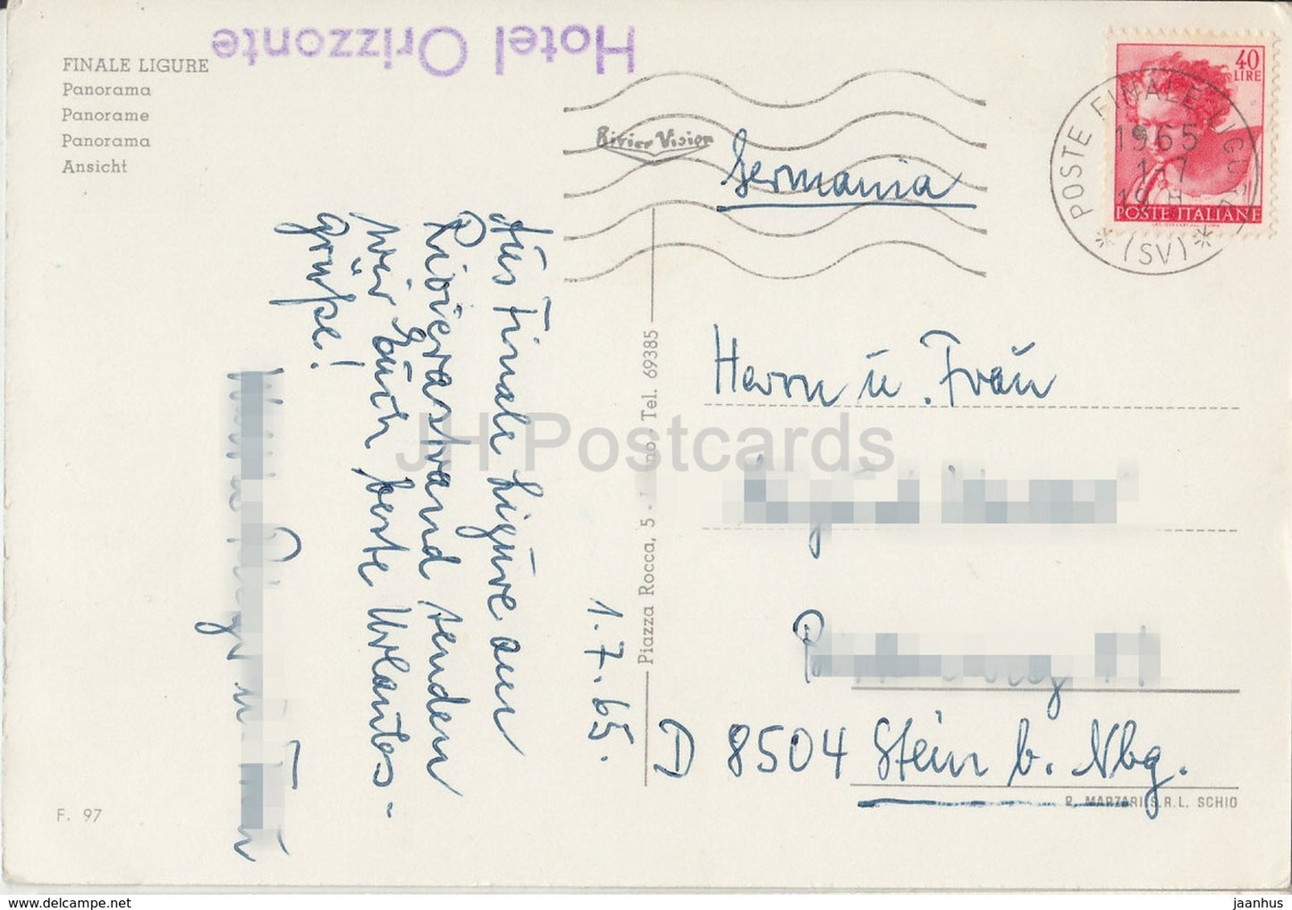 Finale Ligure - Panorama - Italy - 1965 - used