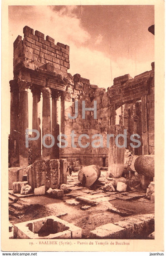 Baalbek - Syrie - Parvis du Temple de Bacchus - Palmyra Hotel - ancient world - 19 - old postcard - Syria - unused - JH Postcards