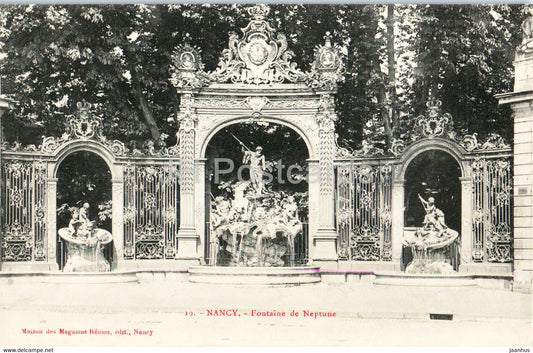 Nancy - Fontaine de Neptune - 19 - old postcard - France - unused - JH Postcards