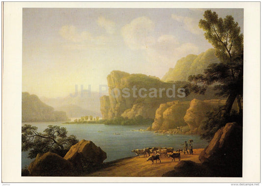 painting by A. Martynov - View of the Selenga river in Siberia , 1817 - Russian art - 1984 - Russia USSR - unused - JH Postcards
