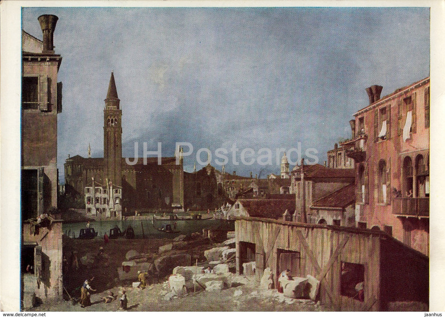 painting by Canaletto - Venice - Campo S. Vidal and S. Maria della Carita - Italian art - England - unused - JH Postcards