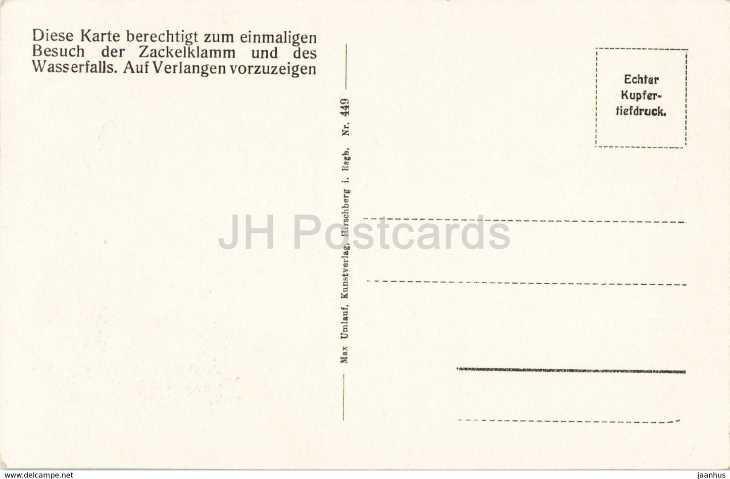 Riesengebirge - Zackelklamm bei Schneiberhau - cascade - 449 - carte postale ancienne - République tchèque - inutilisée