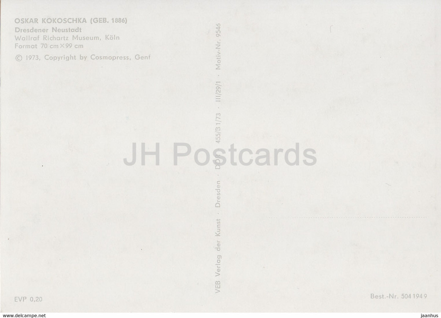 painting by Oskar Kokoschka - Dresdener Neustadt - Dresden - 9546 - German art - Germany DDR - unused