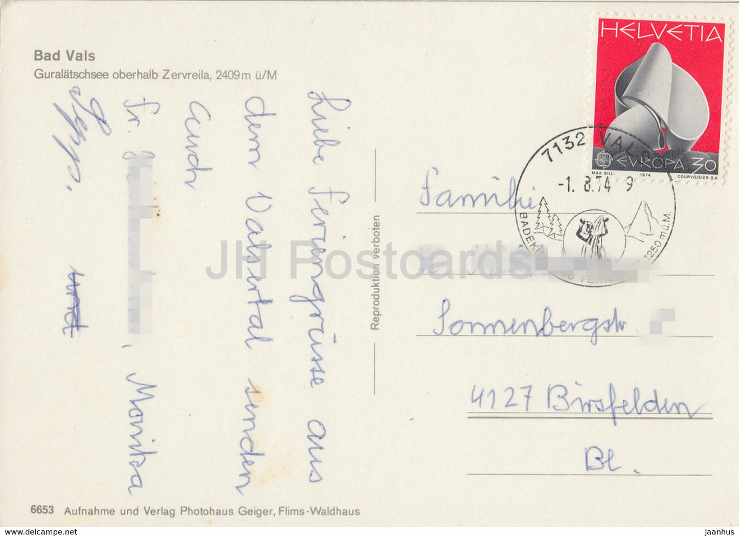 Bad Vals - Guralatschsee oberhalb von Zervreila 2409 m - Angeln - 1974 - Schweiz - gebraucht