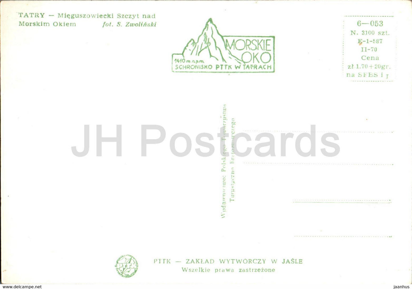 Tatry - Tatras - Mieguszowiecki Szczyt nad Morskim Okiem - 1 - old postcard - Poland - unused