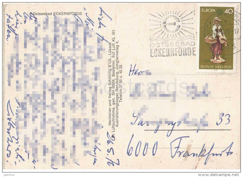 Ostseebad Eckernförde - Strand - beach - EUROPA CEPT - Germany - 1976 gelaufen - JH Postcards