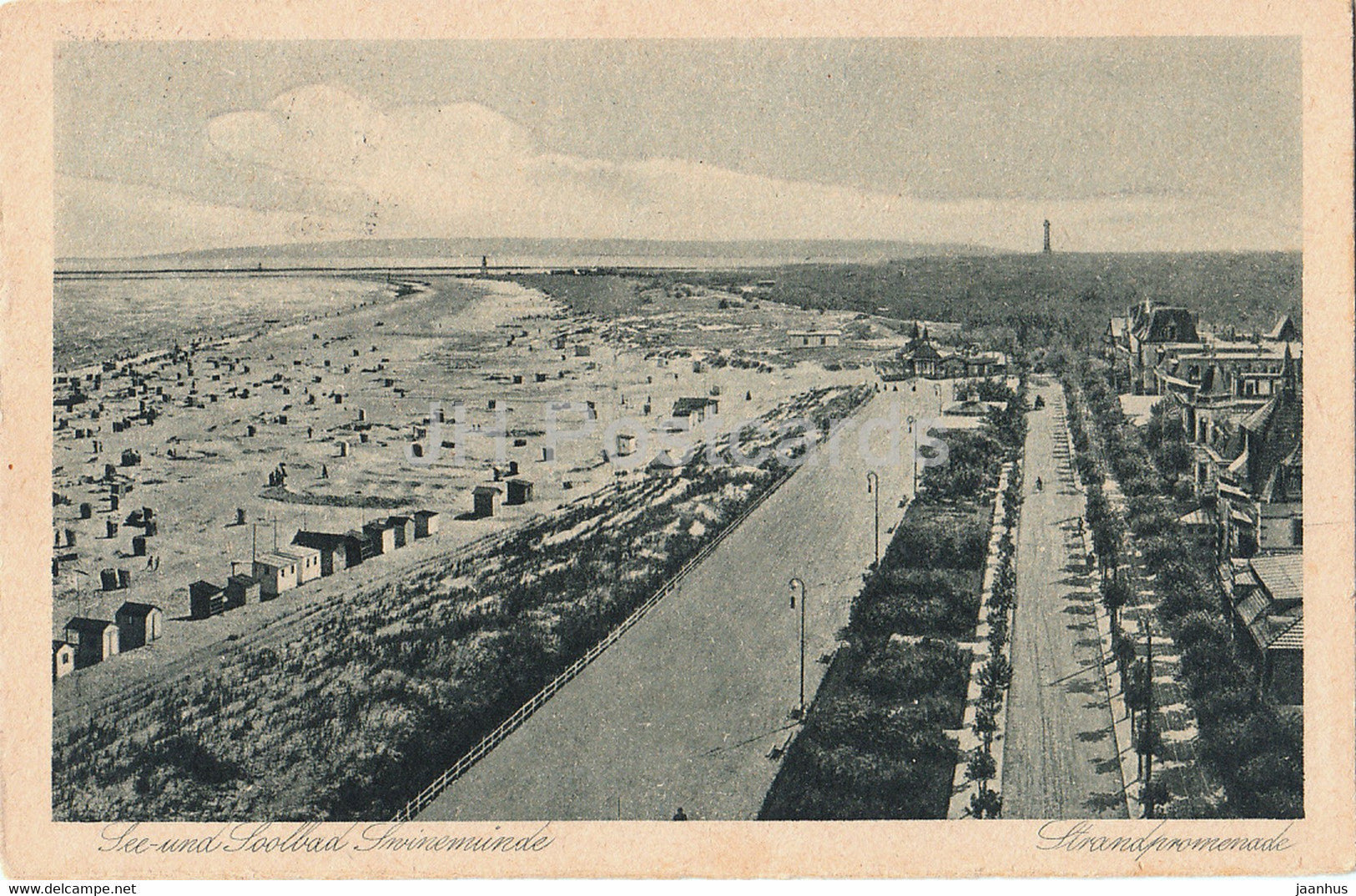 See und Soolbad Swinemunde - Strandpromenade - 21219 - old postcard - 1927 - Poland - used - JH Postcards