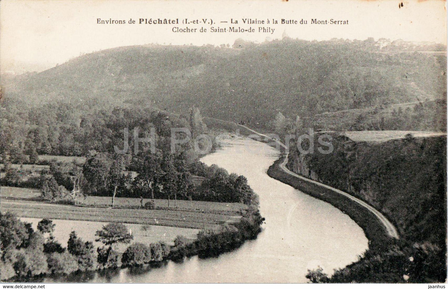 Environs de Plechatel - La Vilaine a la Butte du Mont Serrat - Clocher de Saint Malo - old postcard - France - used - JH Postcards