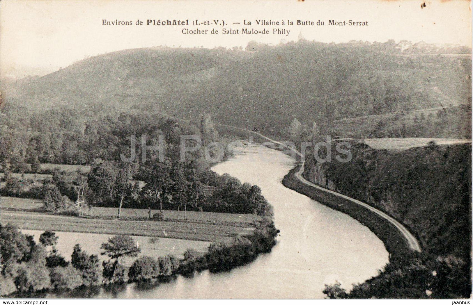 Environs de Plechatel - La Vilaine a la Butte du Mont Serrat - Clocher de Saint Malo - old postcard - France - used - JH Postcards