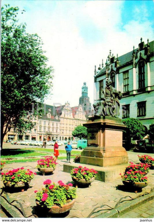 Wroclaw - Pomnik Aleksandra Fredry w Rynku - Monument to Aleksander Fredro in the Market Square - Poland - unused - JH Postcards