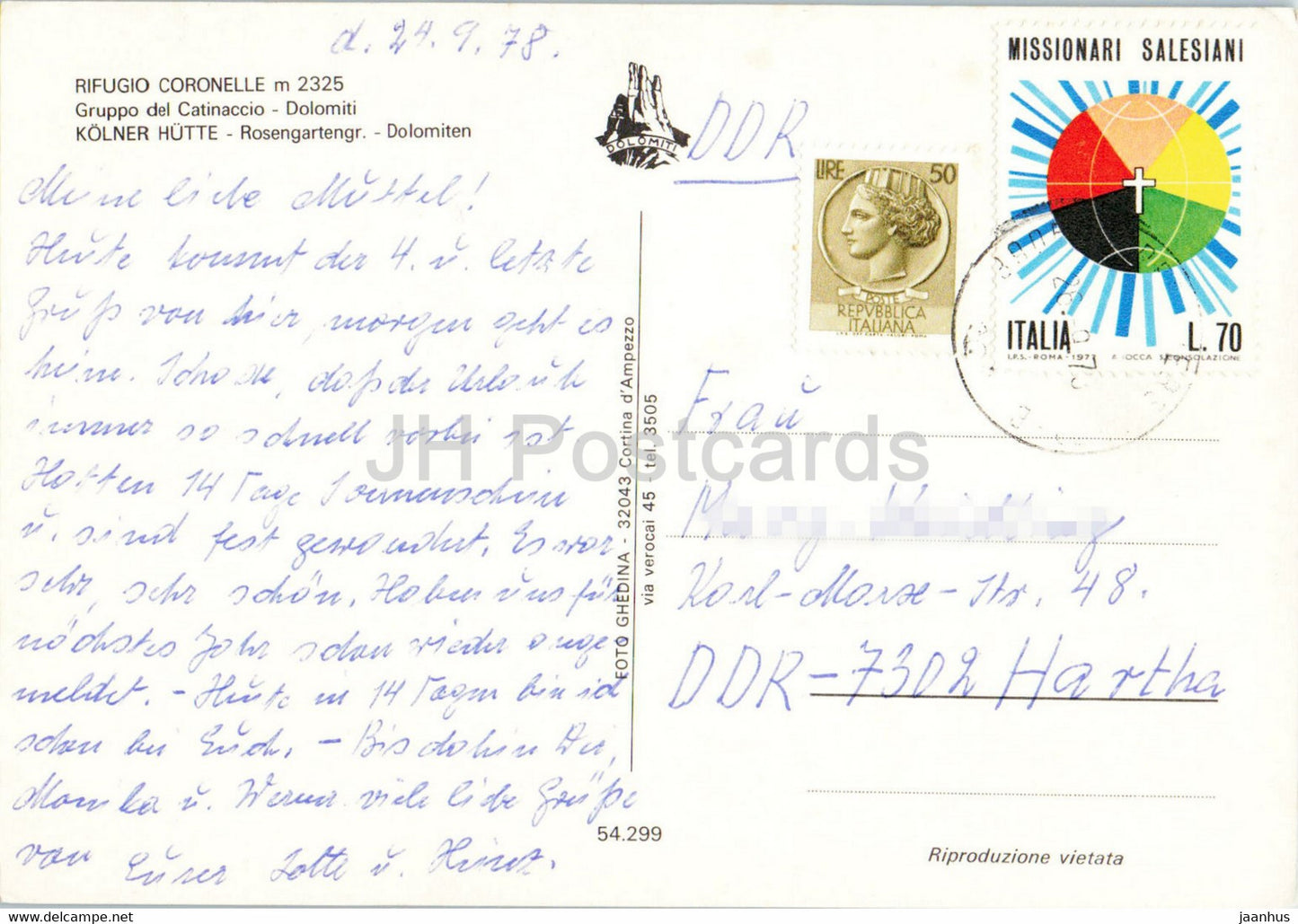 Rifugio Coronelle - Gruppo del Catinaccio - Kolner Hutte - 1978 - Italie - occasion