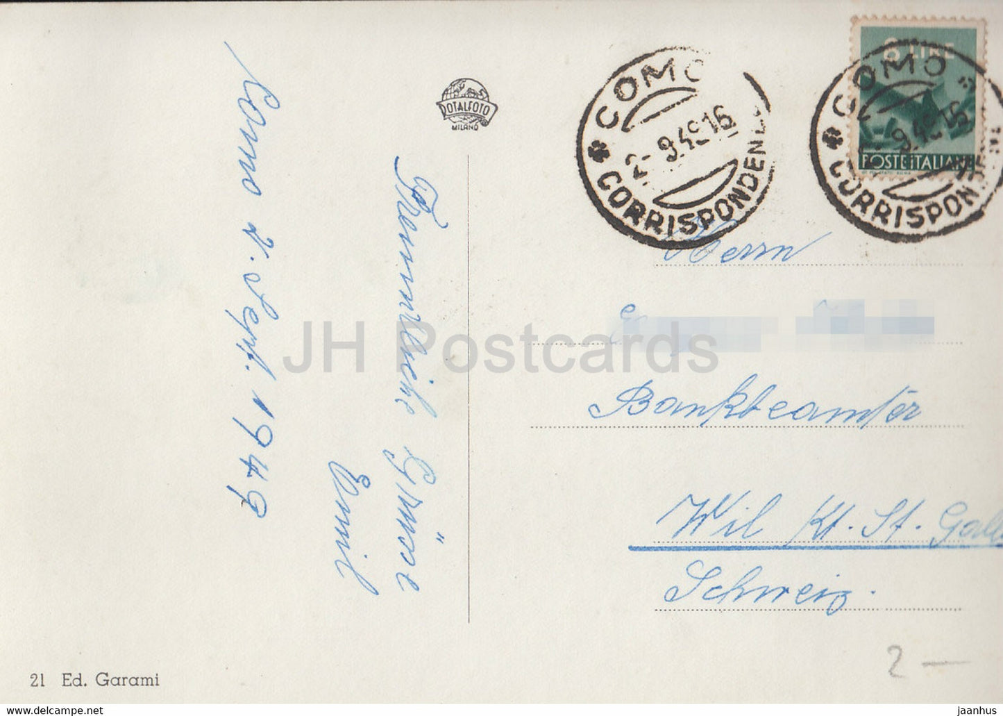 Como - panorama - old postcard - 1949 - Italy - used