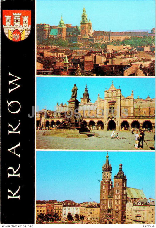 Krakow - Wawel - Pomnik Adama Mickiewicza - Kosciol Mariacki - Monument to Adam Mickiewicz - multiview - Poland - unused - JH Postcards
